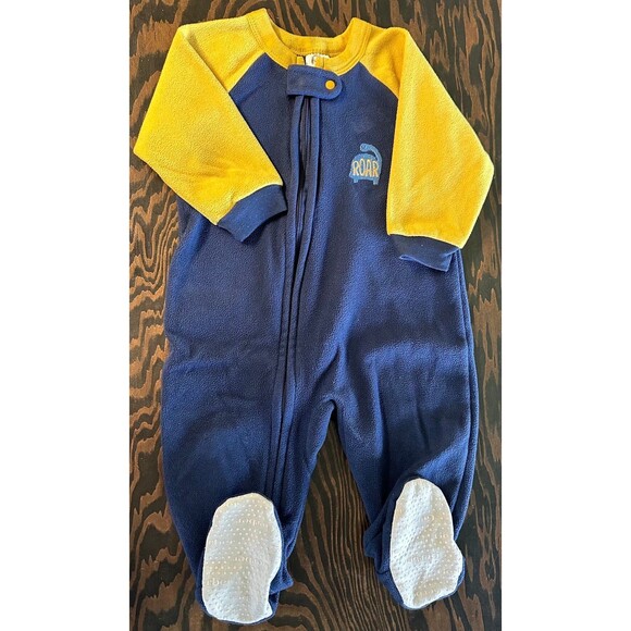 Gerber Fleece Zip-Up. Blue Yellow Elephant Footies (234) - Picture 1 of 3